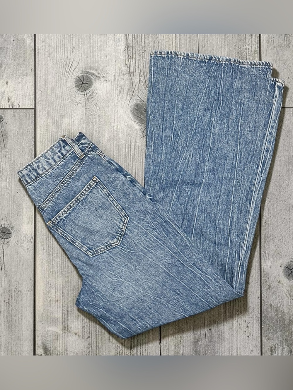 SO Kohl’s Mid Rise Baggy Flare Jeans Juniors 0 24 Blue Distressed Y2K